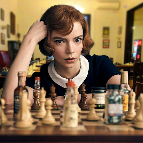 Beth Harmon en el Marshall Chess Club